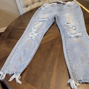 Judy Blue Boyfriend fit High waist NWT Distressed Light Blue Jeans